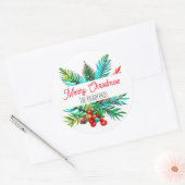 Botanische dennen Vrolijk Kerstfeest gepersonalise Ronde Sticker (Envelop)