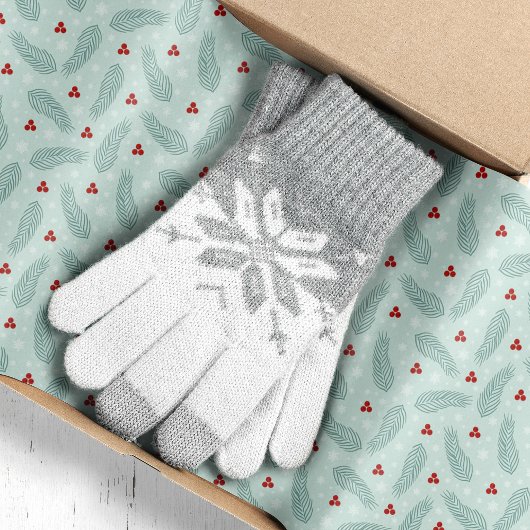 Botanische dennennaalden en bessen Kerstmis Tissuepapier