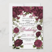 Botanische diepwijn - Floral Wedding Kaart (Voorkant)