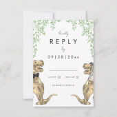 Botanische Dinosaur Huwelijksreactie RSVP Kaartje (Voorkant)
