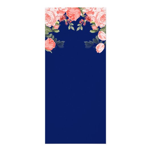 Botanische donkerblauw en koraalventilator - Menu (Achterkant)