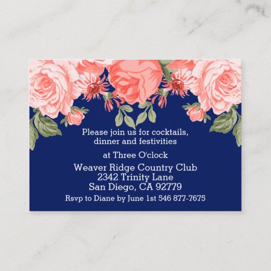 Botanische donkerblauwe en koraalbloem - Opvang Informatiekaartje (Achterkant)