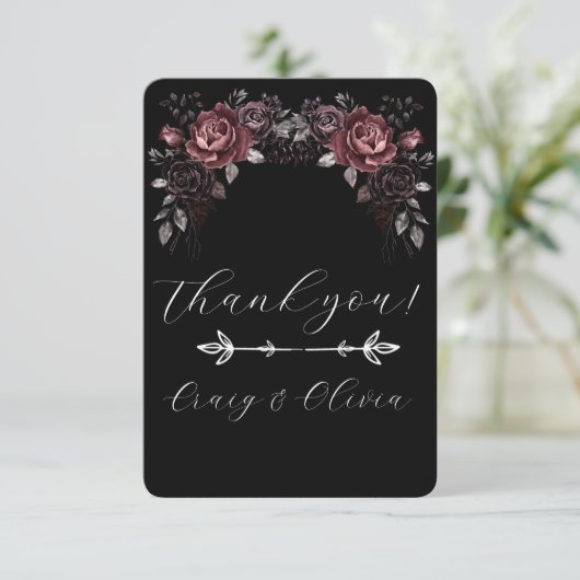 Botanische donkere en humeurige gothic bedankjes bedankkaart (Staand voorkant)