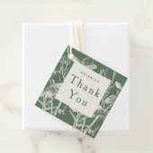 Botanische donkergrijs Cream Floral Modern Dank je Bedankjes Labels (In situ)