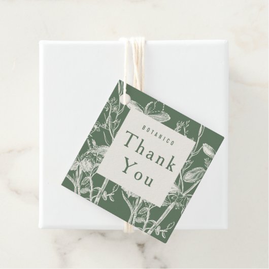 Botanische donkergrijs Cream Floral Modern Dank je Bedankjes Labels (In situ)