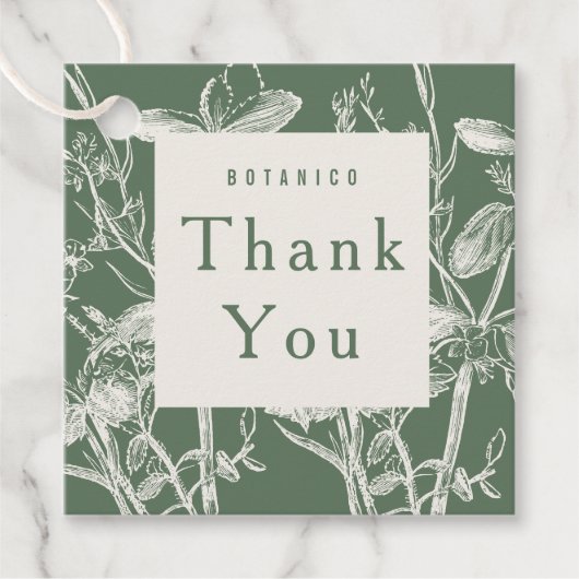 Botanische donkergrijs Cream Floral Modern Dank je Bedankjes Labels (Voorkant)