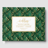 Botanische Donkergroen en Goud bruiloft gastenboek (Voorkant)