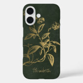 Botanische  donkergroen gouden naam Case-Mate iPhone case (Achterkant)