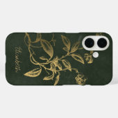 Botanische  donkergroen gouden naam Case-Mate iPhone case (Achterkant (horizontaal))