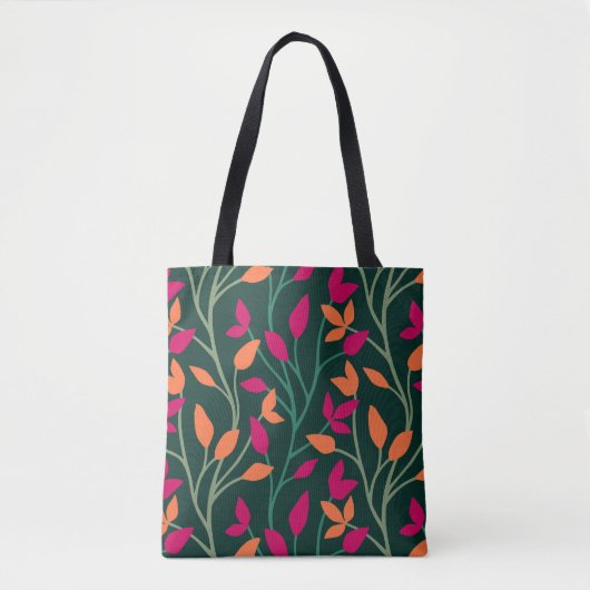 Botanische donkergroene bladeren trendy chic tote bag (Voorkant)
