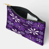 Botanische donkerpaarse bloemmotief Initialen Etui (Open)