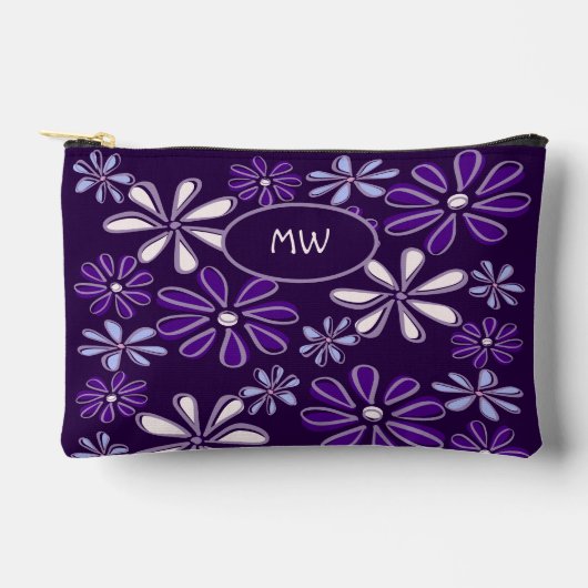 Botanische donkerpaarse bloemmotief Initialen Etui (Voorkant)