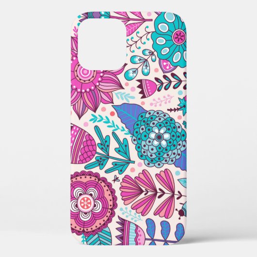Botanische doodle bloemen, naadloos, textuur. Case-Mate iPhone case (Achterkant)