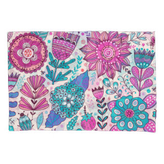 Botanische doodle bloemen, naadloos,  textuur. kussensloop