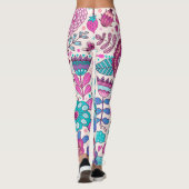 Botanische doodle bloemen, naadloos,  textuur. leggings (Achterkant)