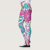 Botanische doodle bloemen, naadloos,  textuur. leggings (Links)