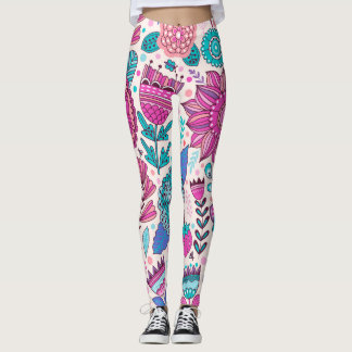 Botanische doodle bloemen, naadloos,  textuur. leggings