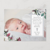 Botanische doop Dank u met kruisfoto Briefkaart (Voorkant)