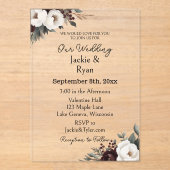 botanische doorschijnende bruiloft acryl uitnodigingen (Voorkant)