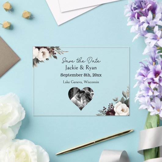 Botanische Doorschijnende Huwelijk Save the Date Acryl Uitnodigingen (Insitu (Huwelijk))