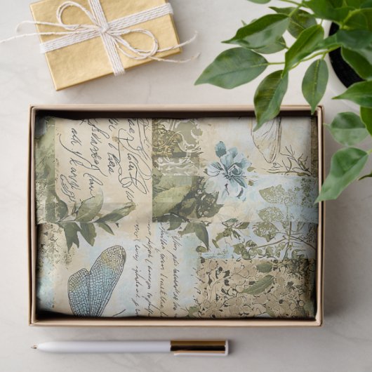  Botanische Dragonfly Collage Decoupage Tissuepapier (Geschenk)