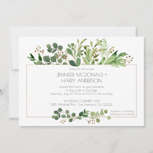 Botanische Dream Horizontal Wedding Invitations | Kaart (Voorkant)