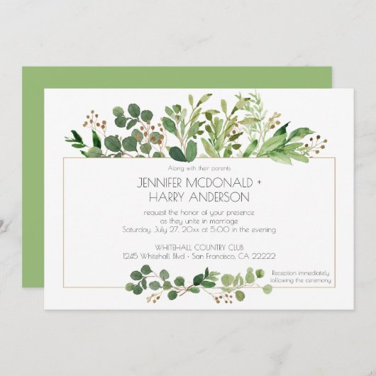 Botanische Dream Horizontal Wedding Invitations | Kaart (Voorkant / Achterkant)