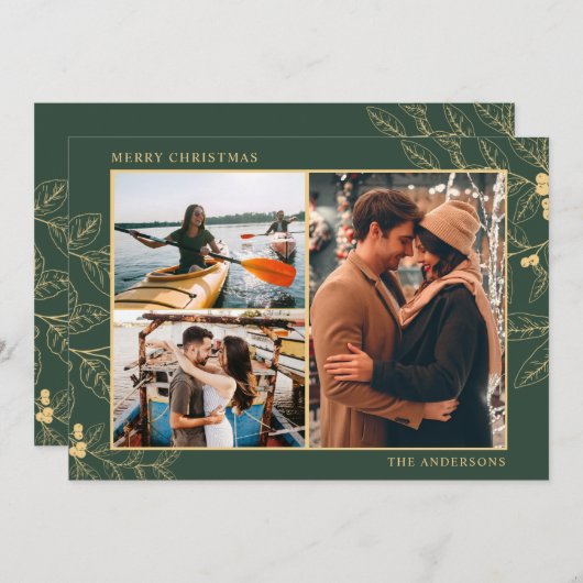 Botanische drie foto's met kerstcadeautje (Voorkant / Achterkant)