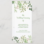 Botanische droom bruiloft programmakaart (Voorkant / Achterkant)