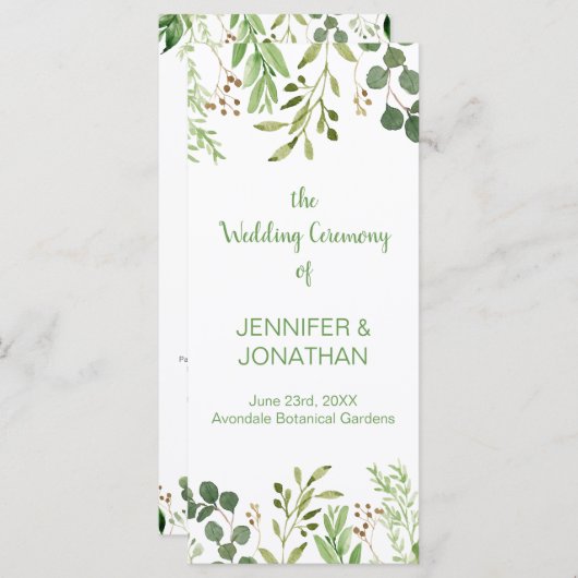 Botanische droom bruiloft programmakaart (Voorkant / Achterkant)
