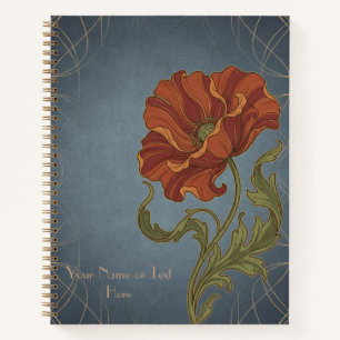 Botanische Droom: De Wilde Rode Klaproos Art Nouve Notitieboek