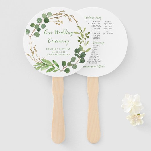 Botanische droom Eucalyptus laat RONDE fans achter Handwaaier (Voorkant en achterkant)