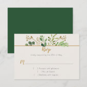 Botanische Droom Groene Goudknoppen RSVP Kaartje (Voorkant / Achterkant)