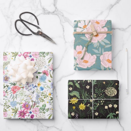 Botanische Droom Trio 3 Inpakpapier Vel (Voorkant)