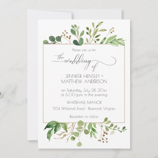 Botanische droomgroene en gouden bruine bladeren | kaart (Voorkant)