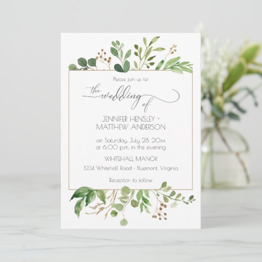 Botanische droomgroene en gouden bruine bladeren | kaart (Staand voorkant)