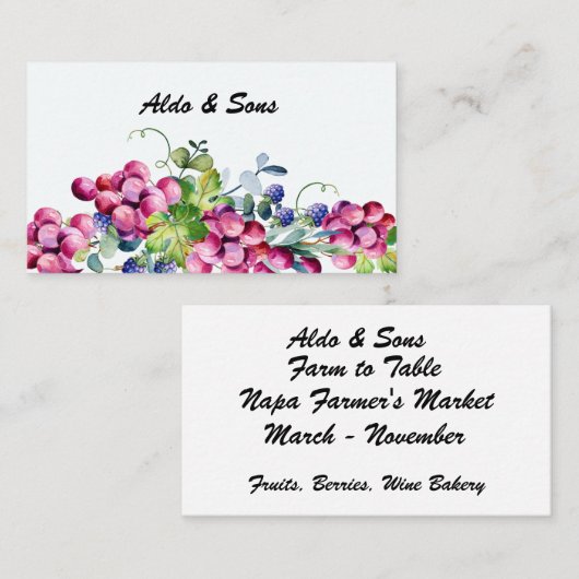Botanische druiven en bessen Visitekaartje (Voorkant / Achterkant)