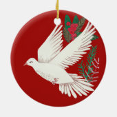 Botanische duif bloemige Kerstmis Keramisch Ornament (Achterkant)