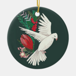 Botanische duif met kerstmis keramisch ornament