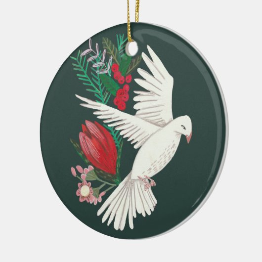 Botanische duif met kerstmis keramisch ornament (Links)