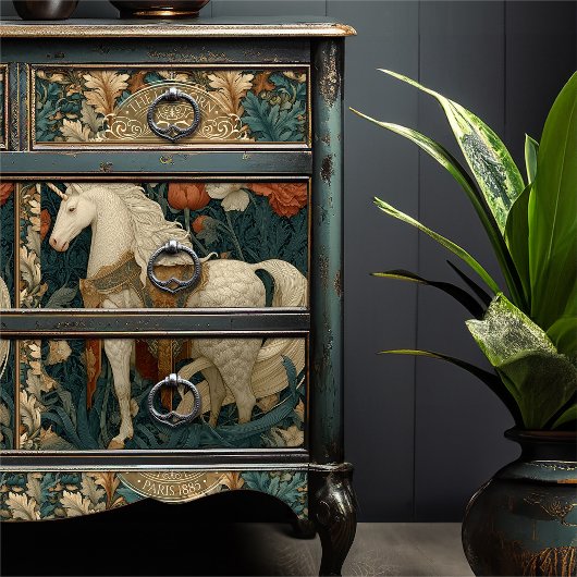 botanische eenhoorn art nouveau tissuepapier