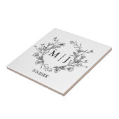 Botanische eenvoudige typografie monogram bruiloft tegeltje (Zijkant)