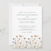 Botanische Eenvoudige Waterverf Wildflower Wedding Kaart (Voorkant)