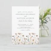 Botanische Eenvoudige Waterverf Wildflower Wedding Kaart (Staand voorkant)