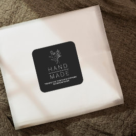 Botanische eenvoudige zwarte minimalistische handl vierkante sticker