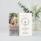 Botanische eerste communie dank je wel kaart (Staand voorkant)