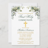 Botanische eerste communie salie groen goud kaart (Voorkant)