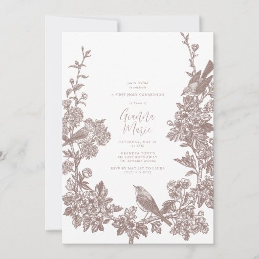Botanische Eerste Communie Uitnodiging (Voorkant)