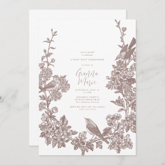 Botanische Eerste Communie Uitnodiging (Voorkant / Achterkant)