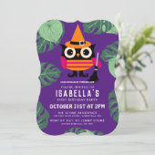 Botanische eerste geboorte van Cute Halloween Owl Kaart (Staand voorkant)